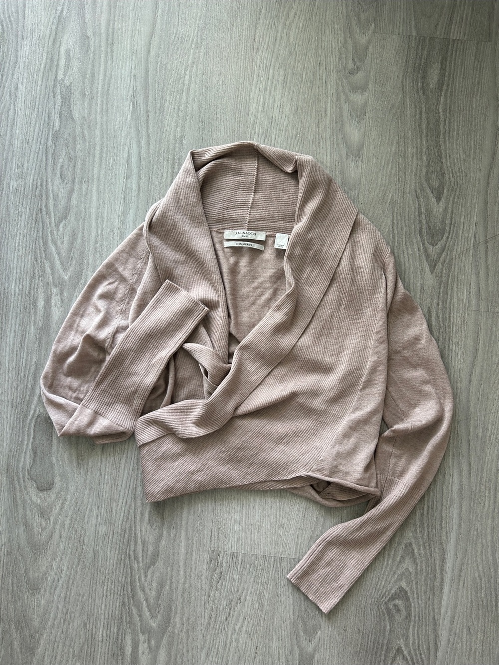 All Saints Women's Draped Shawl Collar Sweater - Light Taupe